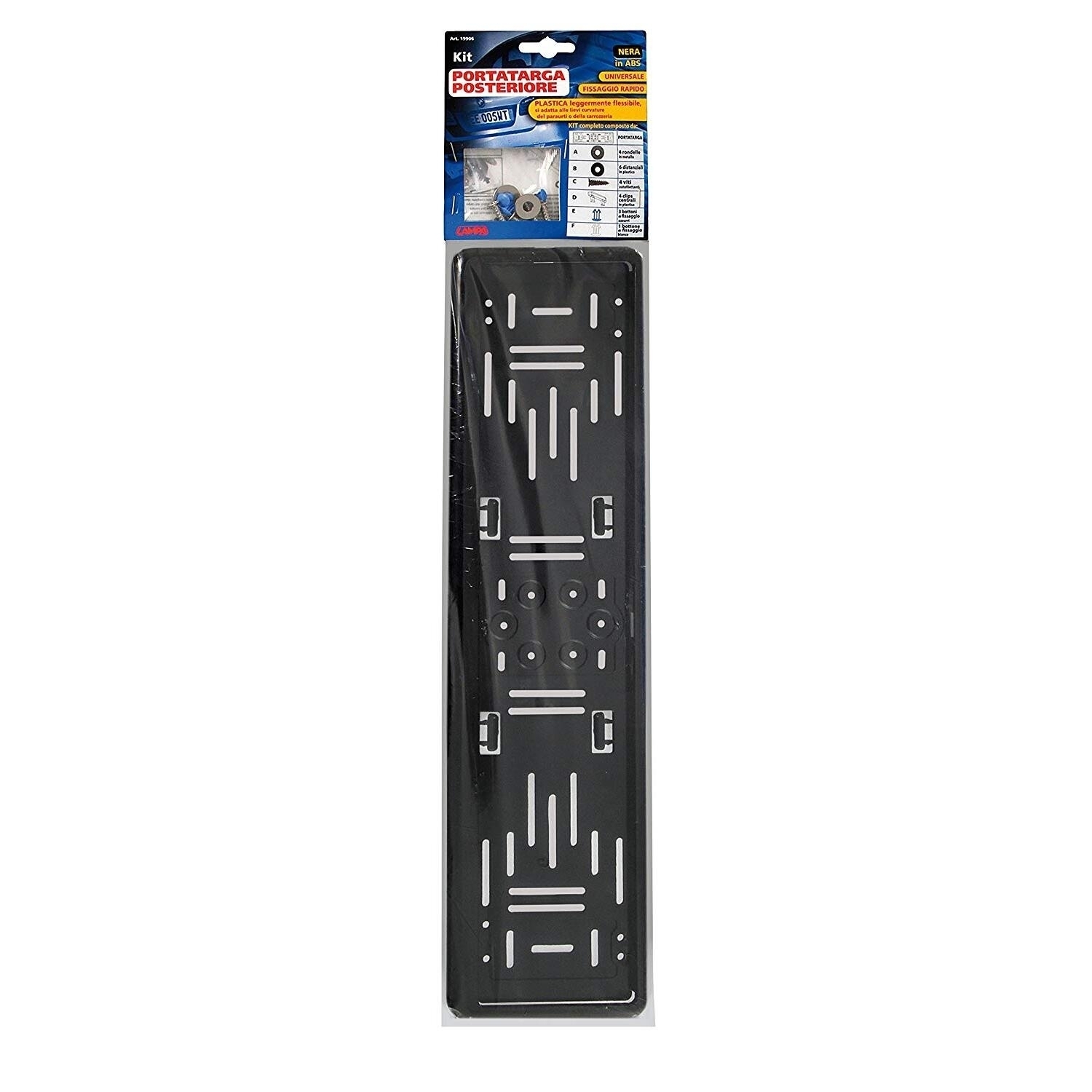 LAMPA – Kit portatarga posteriore in plastica nera in ABS